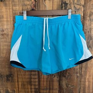 Nike  Women Medium Blue Lined Running Shorts Performance Active Athletic